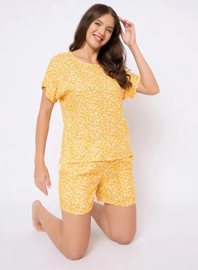 Clovia Animal Print Top and Shorts Set